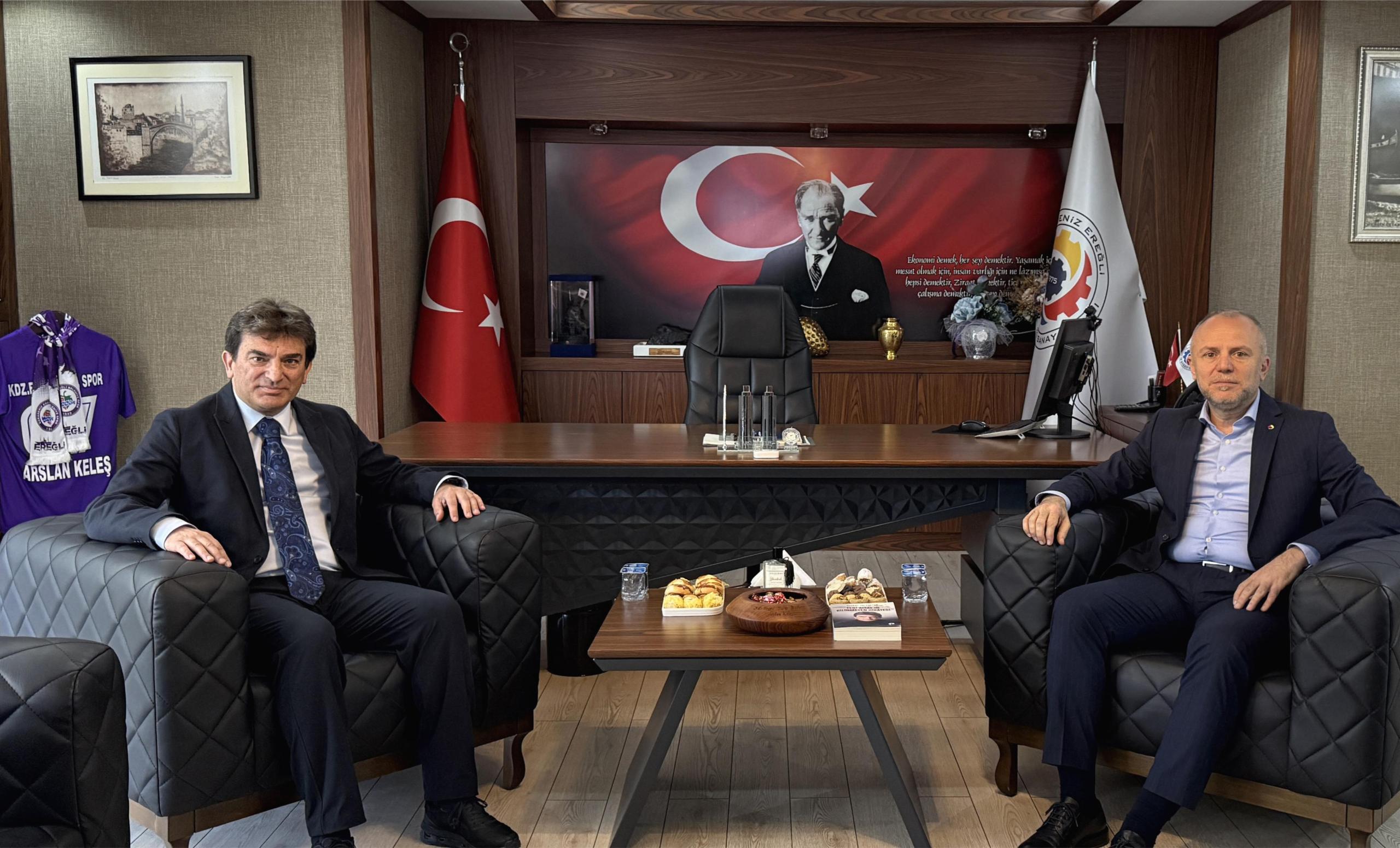 Yalçıntaş, Keleş’e başarılarının devamını diledi; Oyak Genel Müdürü Yalçıntaş’tan Ereğli TSO Başkanı Keleş’e özel ziyaret